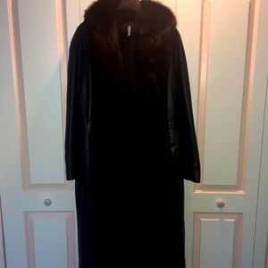 Vinatge Leather and Fox fur trench coat